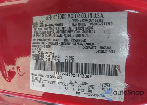 2002 Ford Mustang из США, поврежденный, VIN 1FAFP44492F112389